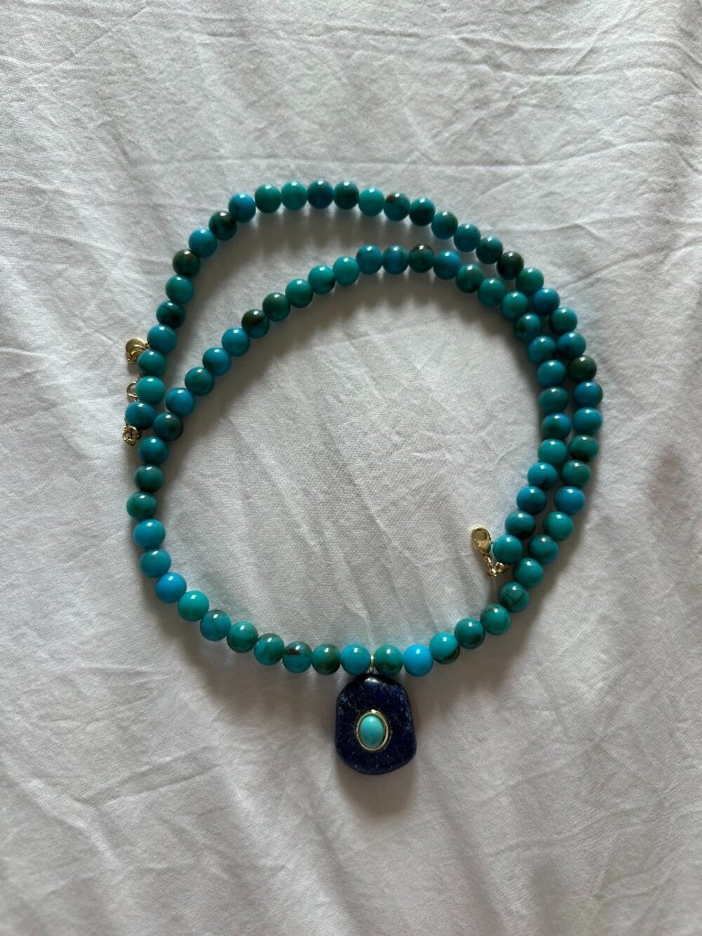 BaubleBar Turquoise Beaded Necklace with Blue Pendant